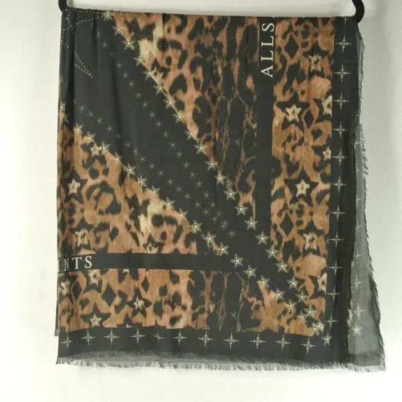 NEW ALLSAINTS Celia animal-print woven scarf One Size #2028 - Picture 2 of 6